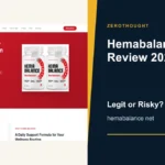 Hemabalance website or product material beside a ZeroThought review title.