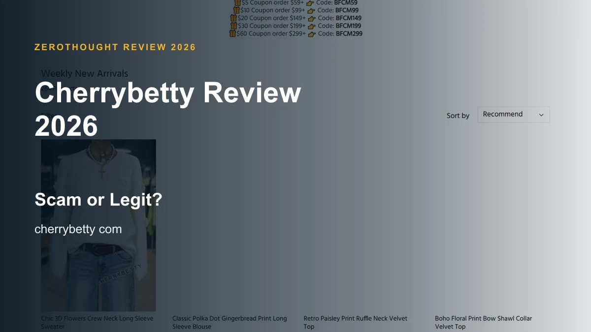 Cherrybetty website or product material beside a ZeroThought review title.