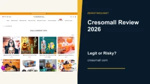 Cresomall website or product material beside a ZeroThought review title.