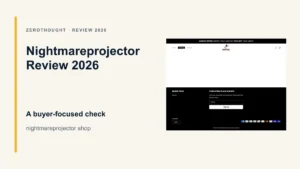 Nightmareprojector website or product material beside a ZeroThought review title.
