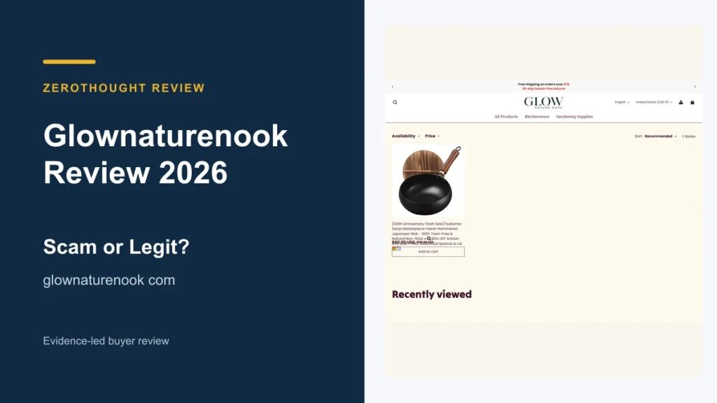 Glownaturenook website or product material beside a ZeroThought review title.