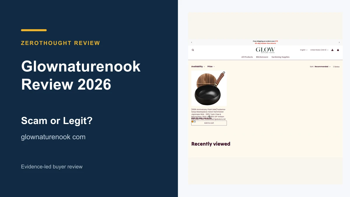 Glownaturenook website or product material beside a ZeroThought review title.