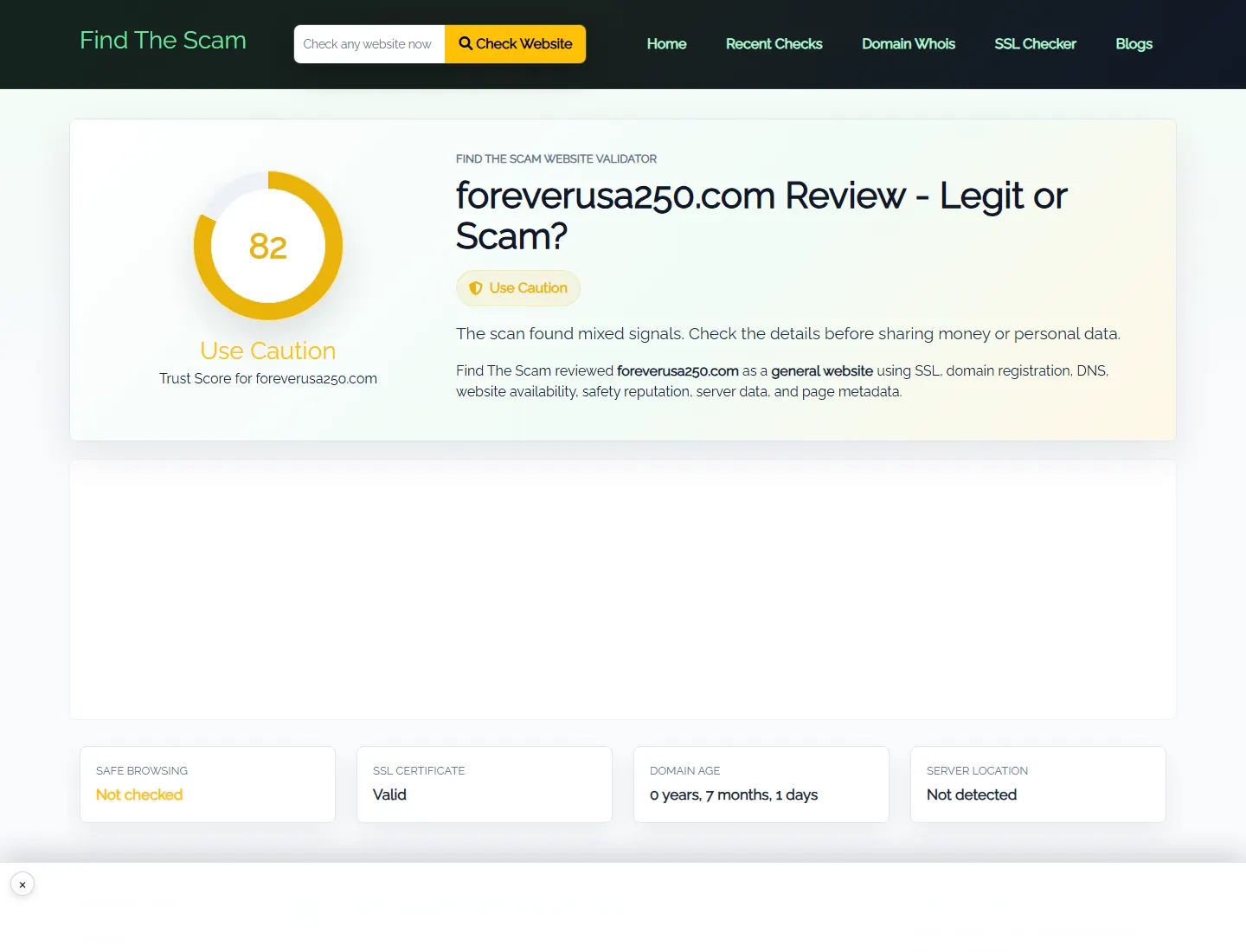 find the scam public profile for foreverusa250.com