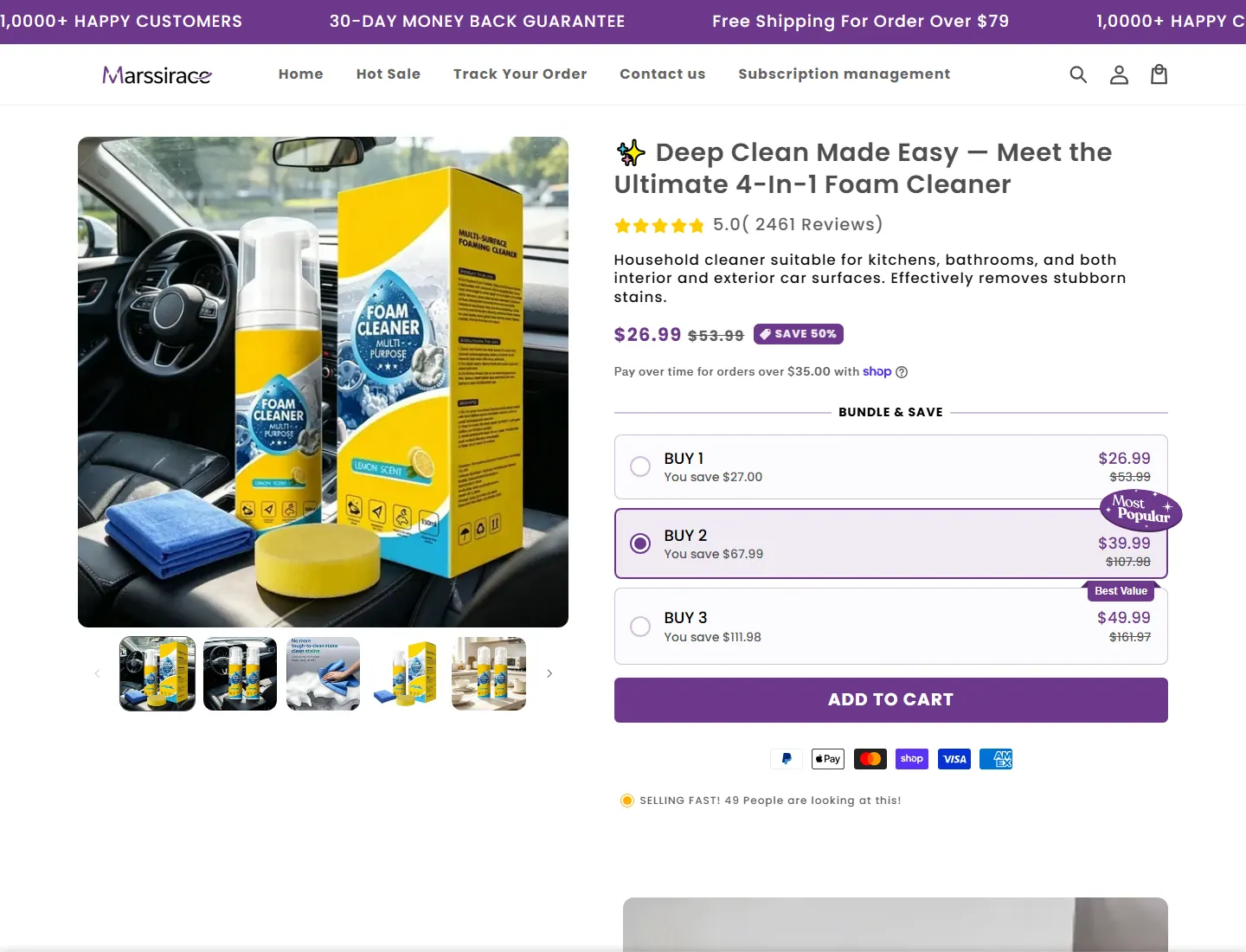 ✨ Deep Clean Made Easy — Meet the Ultimate 4-In-1 Foam Cleaner – Marssirace page captured during the ZeroThought investigation