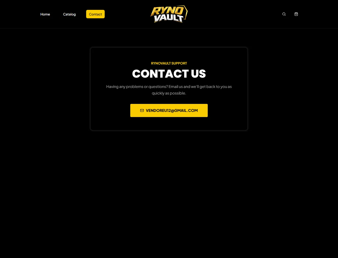 Contact — Rynovault page captured during the ZeroThought investigation