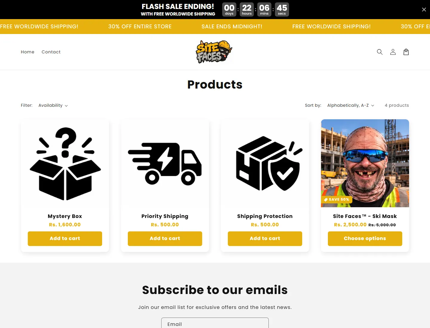 Products – Site Faces page captured during the ZeroThought investigation